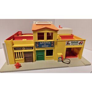 Fisher Price Little People Village Town 1973 Vintage Play Family Good Shape